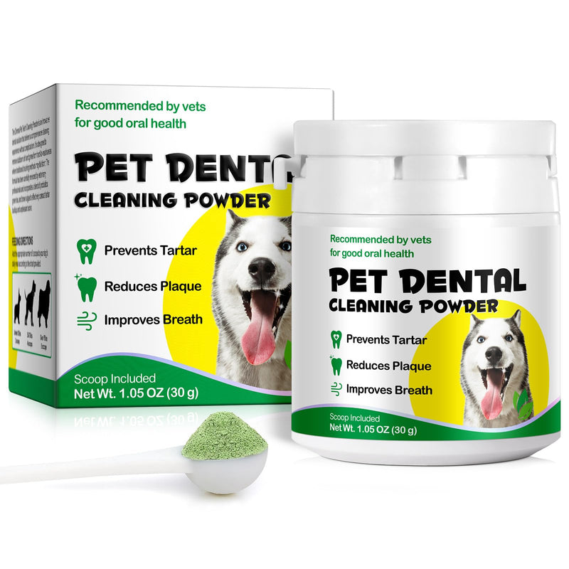 Dog Dental Powder, Teeth Cleaning Powder for Dogs, Dental Care for Dog Teeth Breath Freshener, Plaque & Bad Breath Off Powder Dog, Dog Breath Freshener for Small, Medium, Large Dogs 30g - PawsPlanet Australia