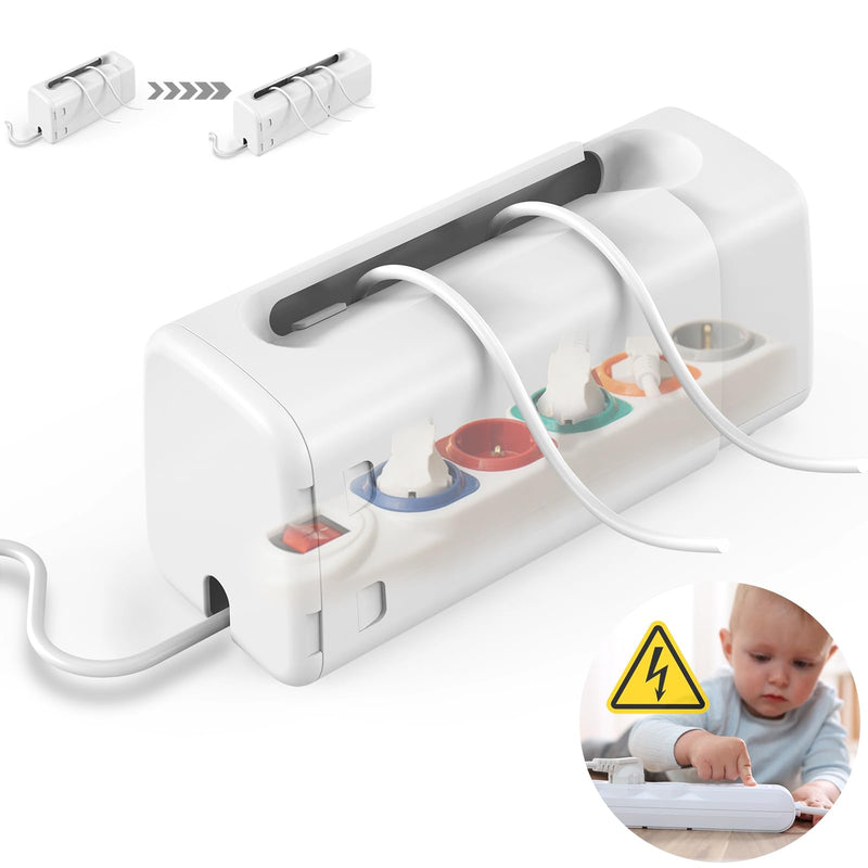 Improved Power Strip Cover Box(1 Pack) ‰∏®Outlet Covers Baby Proofing‰∏®Baby Safety Products‰∏®Adjustable Length Childproof Outlet Cover‰∏®Preventing Toddlers from Touching Sockets‰∏®Fits Most Sockets., White 1 Pack