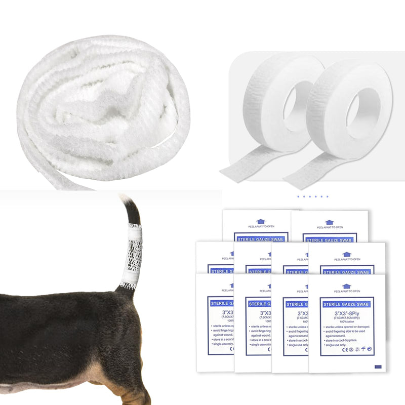 13 Pcs Dog Tail Protector Bandage,Sterile Breathable Vet Wrap Gauze for Dog Tail Cover Guard Wound Care Pet,Liquid Happy Dog Paw Nail Bandage Paw Wounds,Tail Docking Kit Puppies Cats Other Pet Animals - BeesActive Australia
