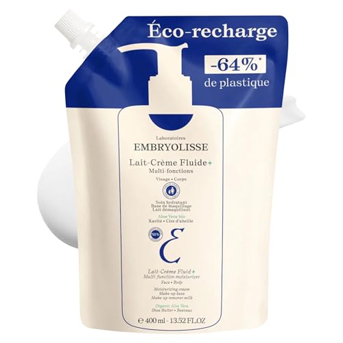 Embryolisse Lait-Crème Fluid+ Face & Body Cream, Multi-Use Lightweight Moisturizer with Shea Butter & Aloe Vera. Fast Absorbing, For All Skin Types 13.52 Fl Oz