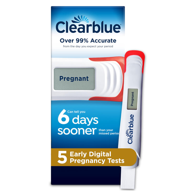 Clearblue Early Digital Pregnancy Test, Early Detection at Home Pregnancy Test, 5 Ct 5 Count (Pack of 1)