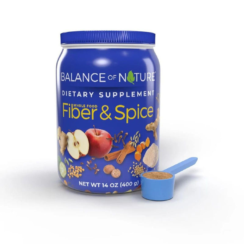 Balance of Nature Fiber & Spice, Psyllium, Flax & Turmeric, 30 Servings | Made with Psyllium Husk, Flax Seed, Turmeric, Apple to Support Digestive Health and Everyday Wellness 14 Ounce (Pack of 1)
