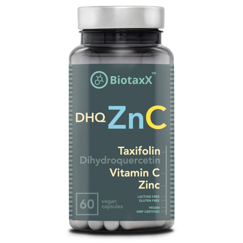 Taxifolin (Dihydroquercetin) + Vitamin C + Zinc – 500 mg, 60 Vegan Capsules – Antioxidative Cell Protection + Immune System Support