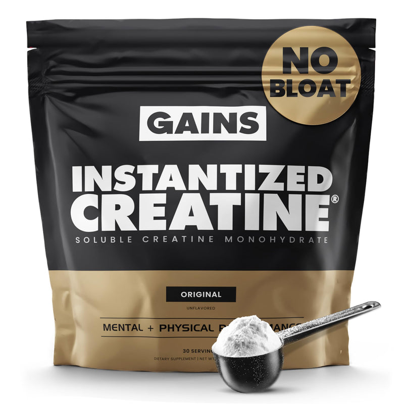 Gains in Bulk Instantized Creatine Monohydrate for Women and Men, Soluble Creatine Powder, Supports Muscle Building, Strength and Performance, Bodybuilding Supplements, Unflavored, 30 Servings 5.29 Ounce (Pack of 1)