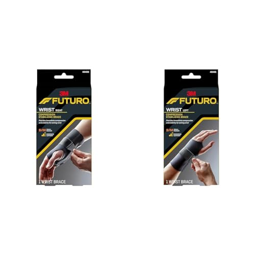 Futuro Compression Stabilizing Wrist Braces for Right and Left Hands, Black, S/M and L/XL Sizes