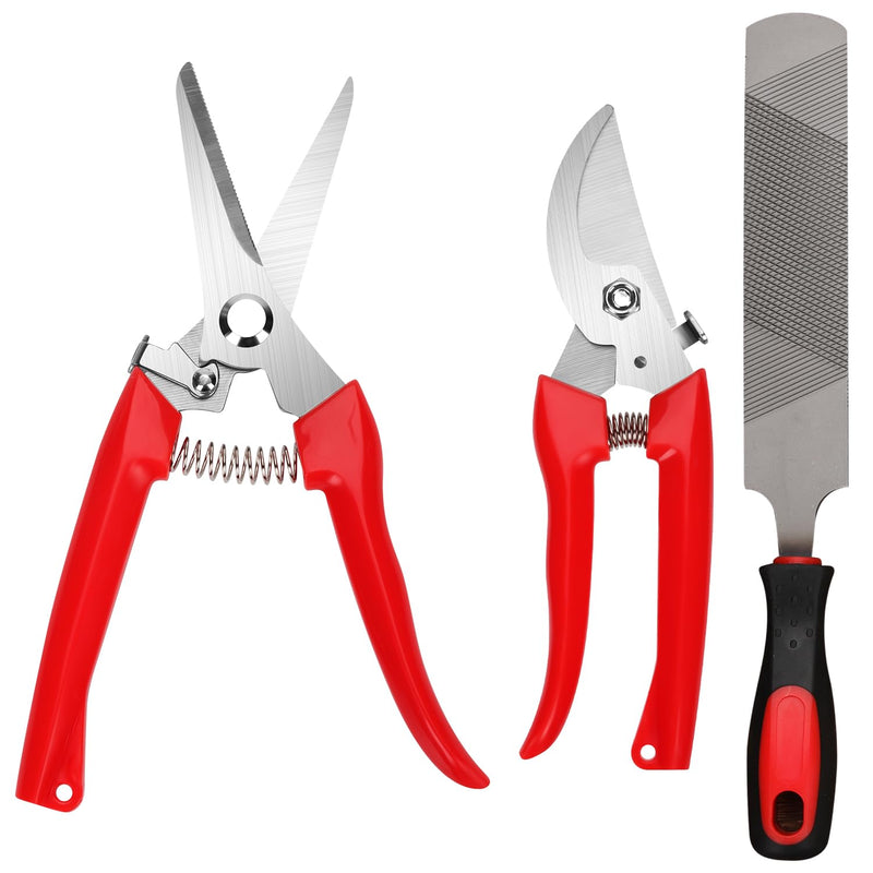 3pcs Goat Hoof Trimmers and File, Nail Clippers for Goats Hoof Nippers Curved/Straight Head Sheep Hoof Trimming Shears Hoof Rasp Horseshoe File for Goat Sheep Lamb Pig Animal Hooves (Red) - BeesActive Australia