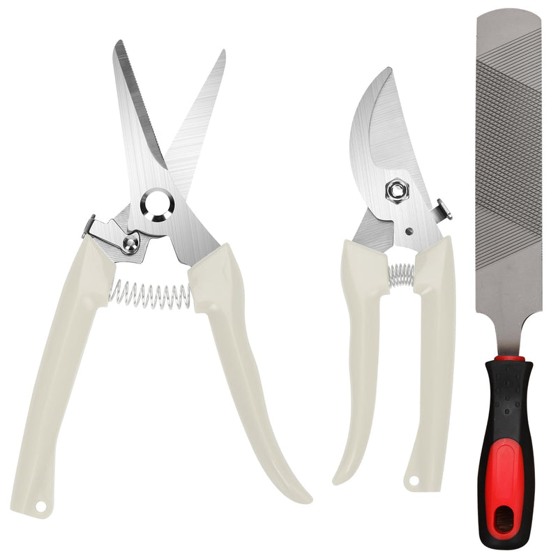 3pcs Goat Hoof Trimmers and File, Nail Clippers for Goats Hoof Nippers Curved/Straight Head Sheep Hoof Trimming Shears Hoof Rasp Horseshoe File for Goat Sheep Lamb Pig Animal Hooves(Off White) - BeesActive Australia