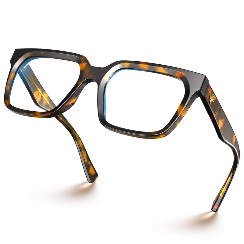 VISOONE Rectangle TR90 Blue Light Blocking Glasses Computer Eyewear with Preppy Look for Women and Men Cougar Cougar Upg Amber Tortoise
