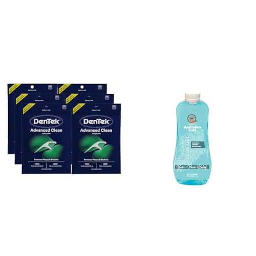 DenTek Triple Clean Advanced Clean 150 Count Floss Picks 6 Pack Bundle with Australian Gold 8 Fluid Ounce Aloe Vera Freeze Gel
