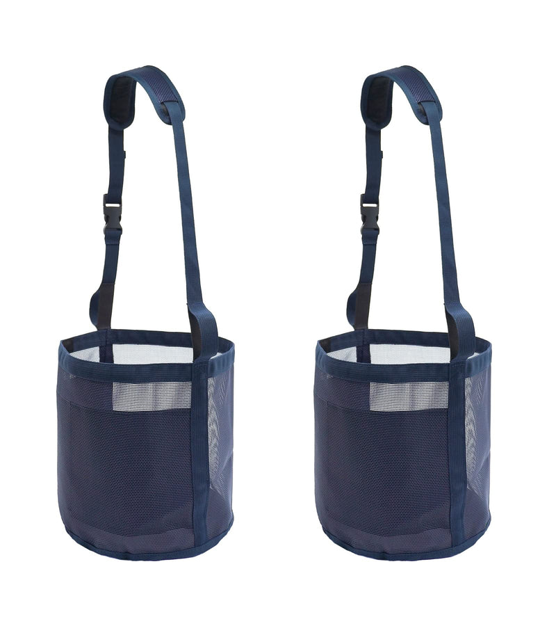 Horse Feed Bag for Grain Feeder - Heavy Duty Equine Mesh Horse Nose Bag, Blue Grazing Muzzle for Horses with Adjustable Strap,Comfort Neck Pad and Nose Pad and Waterproof Bottom(Medium,2PCSblue) 2PCSblue - BeesActive Australia