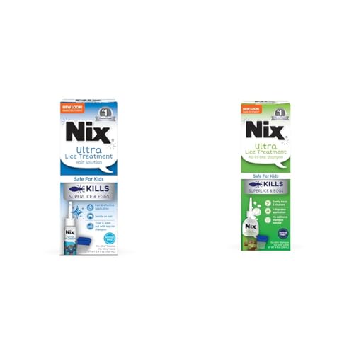 Nix Ultra Hair Treatment Solution & Shampoo Kit with Combs, 3.4 fl oz & 4 Fl Oz