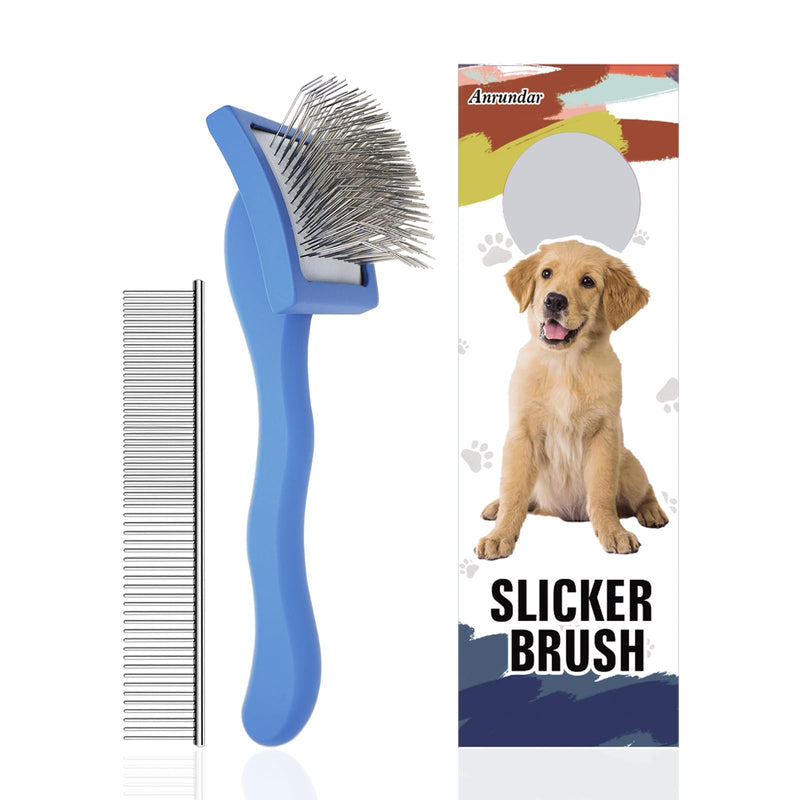Dog Slicker Brush for Goldendoodles & Golden Doodle Brush for Grooming Kit - Dog Brush for Goldendoodle, Labradoodle, Poodles - Pet Hair Brush for Short & Medium Haired Dogs -Small (DarkBlue) - BeesActive Australia