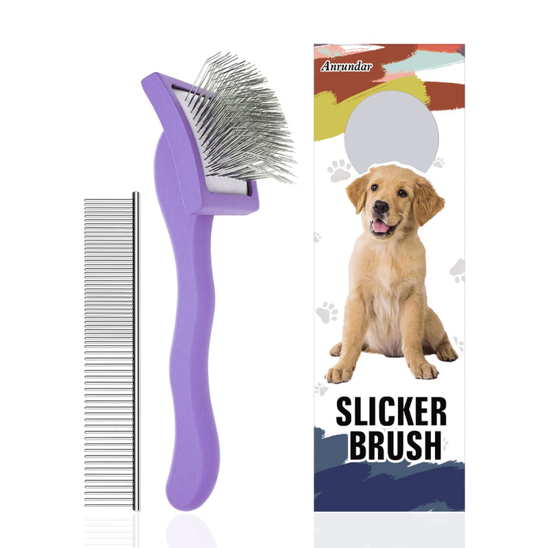 Dog Slicker Brush for Goldendoodles & Golden Doodle Brush for Grooming Kit - Dog Brush for Goldendoodle, Labradoodle, Poodles - Pet Hair Brush for Short & Medium Haired Dogs -Small (Purple) - BeesActive Australia