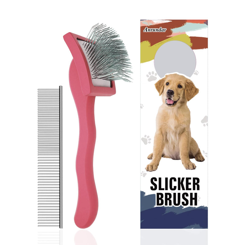 Dog Slicker Brush for Goldendoodles & Golden Doodle Brush for Grooming Kit - Dog Brush for Goldendoodle, Labradoodle, Poodles - Pet Hair Brush for Short & Medium Haired Dogs -Small (Red) - BeesActive Australia