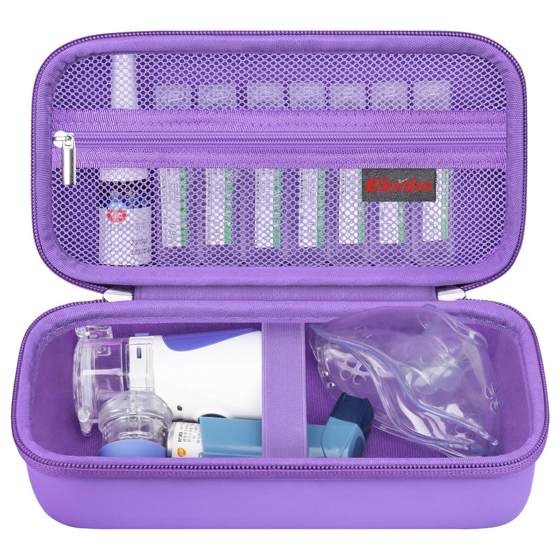 Elonbo Carrying Case for Portable Handheld Inhaler Nebulizer Machine for Adults and Kids, Asthma Inhaler Travel Case, Handheld Mesh Atomizer Machine Holder, Inhaler Spacer Bag, Purple - BeesActive Australia