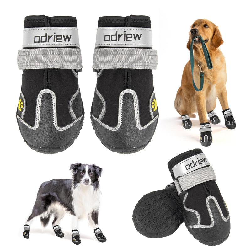Dog Shoes Large Size Dogs, Dog Booties and Paw Protectors, 4PCS Shoes for Dogs, Rugged Anti-Slip Sole, with Night Reflective Strip for Hot Pavement and Rain or Snow Walking Hiking. (Black, 8) Black - BeesActive Australia