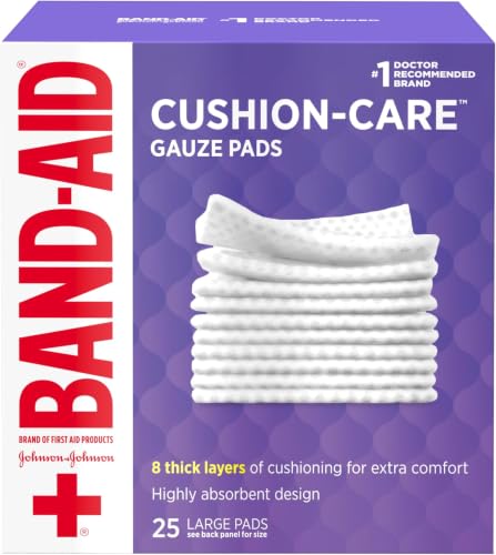 BAND-AID Brand Absorbent Cushion Care Sterile Square Gauze Pads for First Aid Protection of Minor Cuts, Scrapes & Burns, Non-Adhesive, Wound Care Dressing Pads, Large, 4 in x 4 in (Pack of 125) 4x4 Inch (Pack of 125)