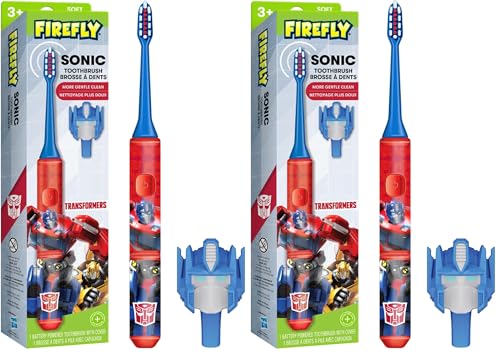 FIREFLY Transformers Sonic Toothbrush with 3D Cover, Soft, Ages 3+ (Pack of 2) 3 Piece Set (Pack of 2)