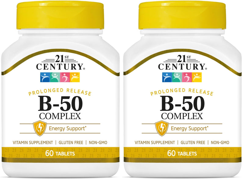 21st Century B 50 Complex Prolonged Release Tablets, 60 Count (Pack of 2) Unflavored 60 Count (Pack of 2)