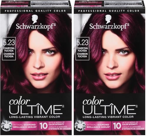 Schwarzkopf Color Ultime Hair Color, 5.23 Charcoal Fuchsia, 1 Application - Permanent Hair Dye for Vivid Color Intensity and Fade-Resistant Shine up to 10 Weeks (Pack of 2) 2 Count 5.23 סיה פחם