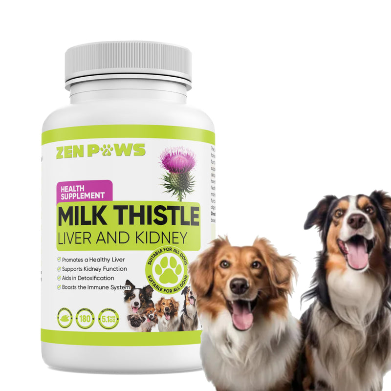 Zenpaws Milk Thistle for Dogs - 180 Chewable Tablets - Canine Liver and Kidney Support Supplement for Dogs - Detox for Dogs - Liver Supplement for Dogs, 800 mg - PawsPlanet Australia