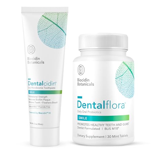 Bio-Botanical Research Biocidin Dentalcidin Toothpaste (3 oz) & Oral Probiotic (30 Tablets) - Fluoride Free with Breath Freshener Probiotics to Support The Oral Microbiome, Gums & Teeth (2 Products)