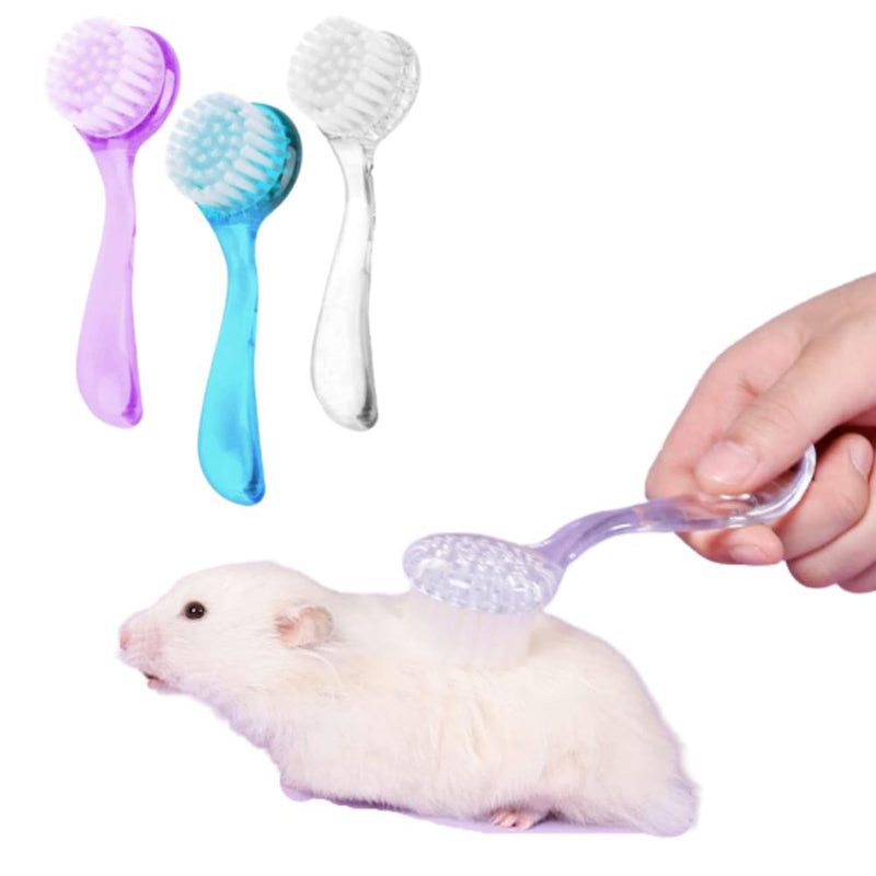 3PC Small Animal Bath Brush with Lid Soft Cleansing Brush Massage Combs for Hedgehog Guinea Pig Rabbit Chinchilla Ferret Small Animal Grooming Tool Cleaning Supplies - BeesActive Australia