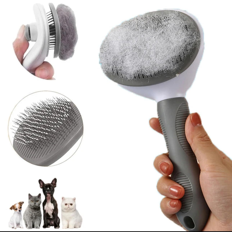 Pet Hair Brush for Small Dogs and Cats, Long Handle, Lightweight, Gray, grey