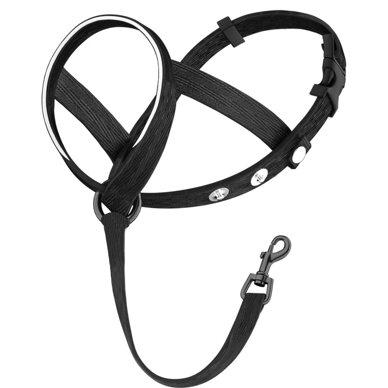 Gentle Dog Head Collar with Metal Button, Adjustable Dog Training Nose Leash with Reflective Strap for Small Medium Large Dogs, Dog Training Anti-Pull Collar, No Pull Head Halter(L,Black) L Black - BeesActive Australia