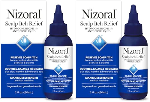 Nizoral Scalp Itch Relief Liquid—Relieves Scalp Itch and Soothes, Calms and Hydrates with Maximum Strength Anti-Itch Medicine (Hydrocortisone 1%), 2 Fl Oz (Pack of 2) 2 Fl Oz (Pack of 2)