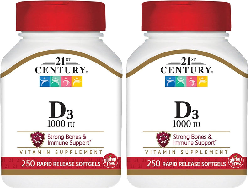 21st Century D3 1000 IU Softgels, 250 Count (27415) (Pack of 2) 250 Count (Pack of 2)