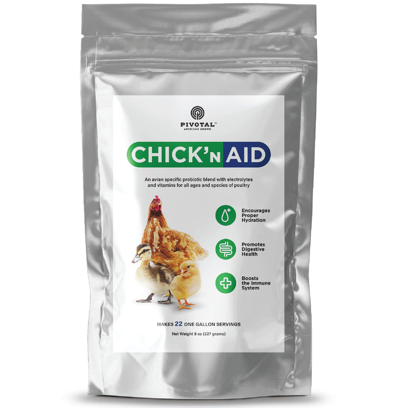 Chick’n Aid Chicken Supplement for All Ages (8 oz, Pack of 1) - Chicken Vitamins, Electrolytes, and Probiotics - Multipurpose Poultry Vitamins for Chickens, Ducks, and Turkeys 8 oz (Pack of 1) - BeesActive Australia
