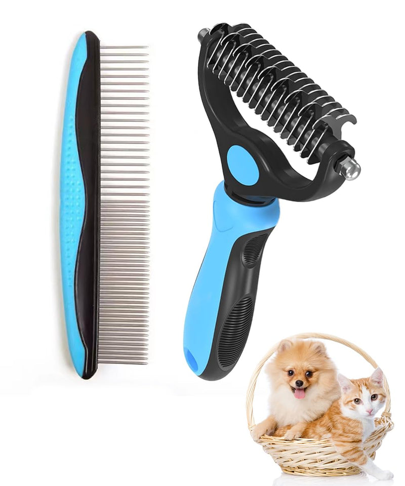 Deshedding Brush - Double-Sided Undercoat Rake for Dogs and Cats - Shedding Comb and Dematting Tool, Extra Wide, Pet Grooming Kit Essential - BeesActive Australia