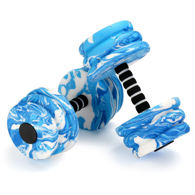 Aquatic Exercise Dumbbells, Water Dumbbells, 2PCS Foam Barbells for Men Women Water Workouts Blue+White
