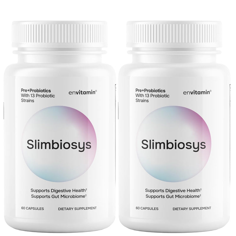 envitamin Slimbiosys Ultra Probiotic Capsule - Pre & Probiotics for Women & Men - Support Your Microbiome (2 Pack, Slimbiosys) 120 Count (Pack of 1)