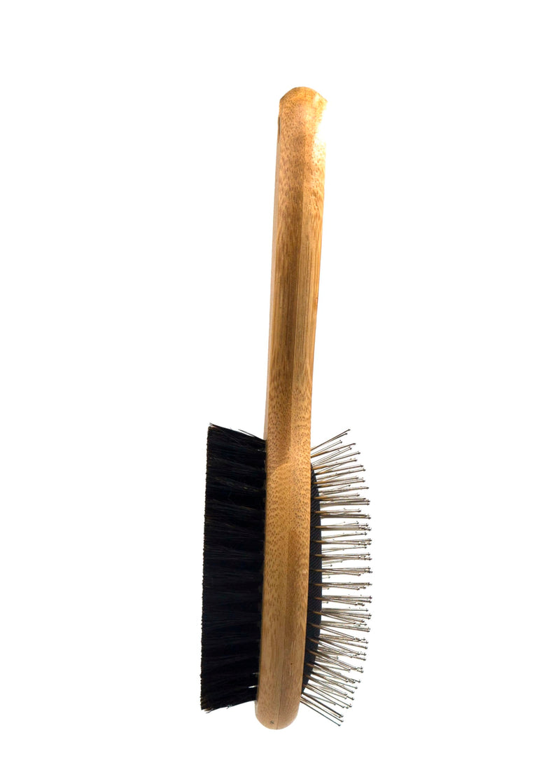 PROBUSINES-Pet Dog Brush Natural Bamboo Fiber Eco-Friendly Pet Grooming Dog and Cat Double-Sided Needle and Bristle Pet Deshedding Brush - BeesActive Australia