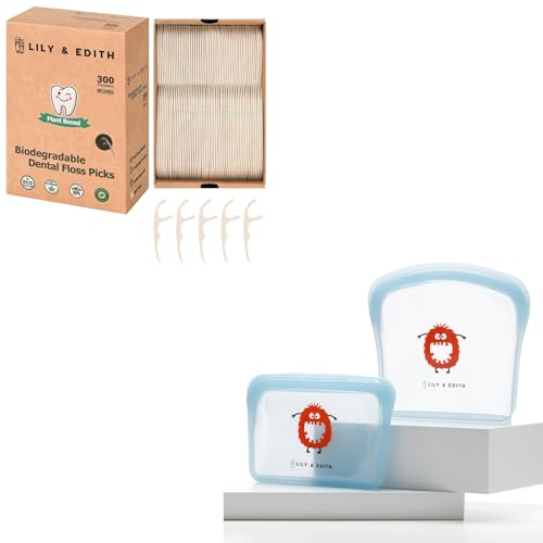 Lily and Edith Plant Based Floss Pick with Silicone Bag Set