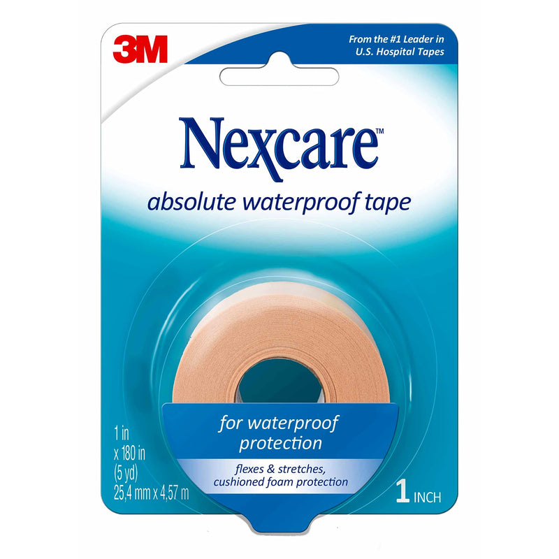 Spenco 2nd Skin Squares Soothing Protection 200-Count with Nexcare Absolute Waterproof Tape 1 Inch x 5 Yard Flexible Foam Medical Tape