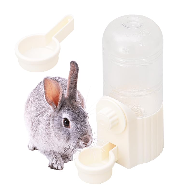 Rabbit Water Bottle, 700ml/23oz Hanging Water Dispenser Feeder Cage Crate Hutch Bunny Puppy Cat Chinchilla Ferret Guinea Pigs Squirrel Hedgehog (white, 700ml) white - BeesActive Australia