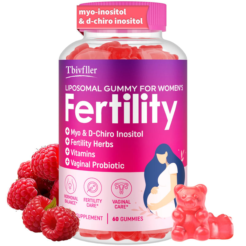 Fertility Supplements for Women, Prenatal Vitamins with Myo-Inositol & D-Chiro Inositol, Folate, Herbs, for Hormonal Balance, Fertility & Vaginal Care, 60 Prenatal Gummies (Raspberry) - BeesActive Australia