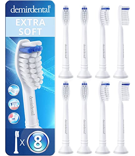 Toothbrush Heads Sensitive Compatible with Philips Sonicare Toothbrush Heads - Soft Replacement Heads for Sensitive Gums and Teeth - Gentle Brush Heads - White