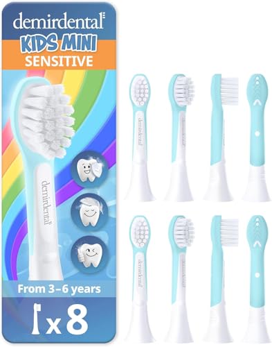 8-Pack Replacement Mini Toothbrush Heads Compatible with Sonicare Kids Turquoise 3-6 Year