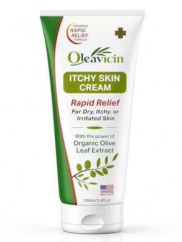 Oleavicin Extra Strength Anti-Itch Cream - Itchy Skin Cream for Fast Itch Relief - Natural Anti Itch Cream for Adults & Kids - Organic Olive Leaf Extract - Steroid-Free Rash Relief for Sensitive Skin 1 Pack