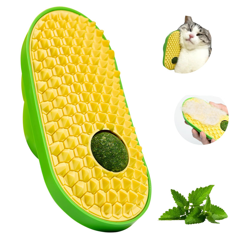2024 New Cat Wall Scratcher with Catnip Funny Magic Cat Self Groomer Brush Kitten Shedding Massager (Yellow) Yellow - BeesActive Australia