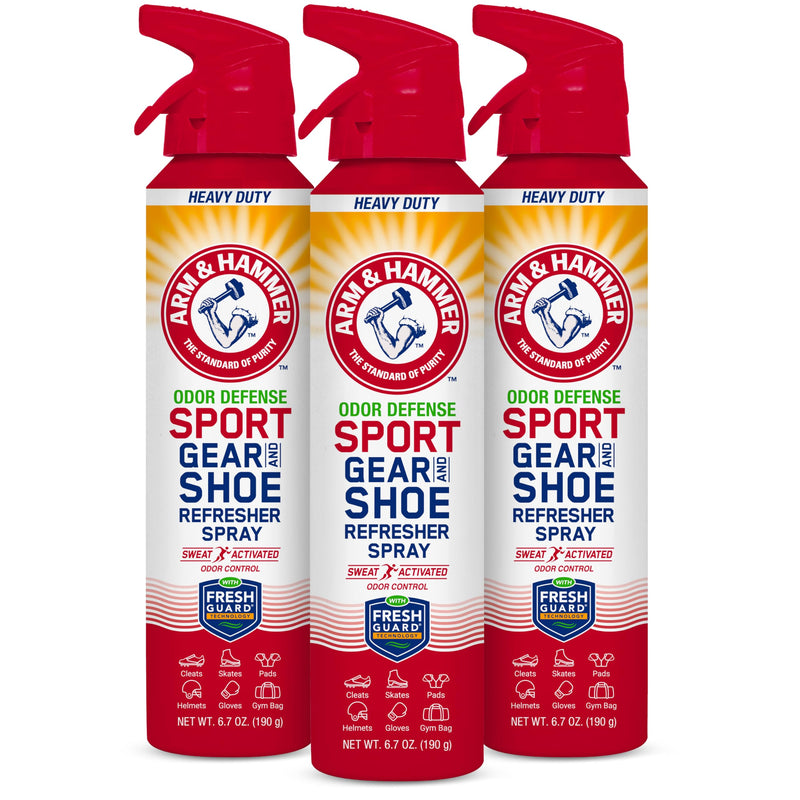 Arm & Hammer™ Sport Gear & Shoe Refresher Spray, Heavy Duty Odor Defense for Sports Gear and Footwear, Deodorizer for Gym Bags, Boxing Gloves, Hockey Equipment, and Football Pads (6.7 oz) (3 pack) 6.7 Ounce (Pack of 3) - BeesActive Australia