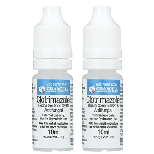 Graxcell Maximum Strength Clotrimazole 1% Antifungal Topical Solution | Fast-Acting Relief for Athlete's Foot, Jock Itch, Ringworm | Soothes Itching & Burning (Pack of 2) 0.34 Fl Oz (Pack of 2)