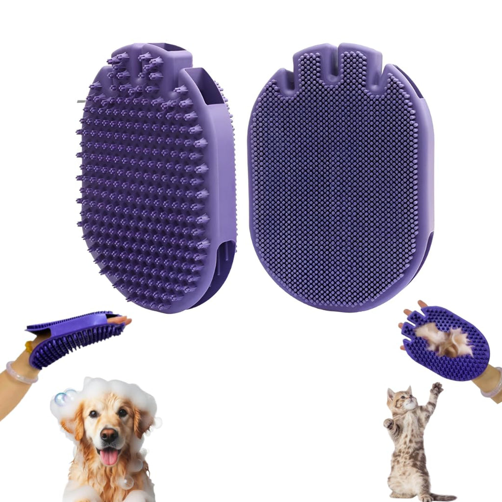 Pet Double-Sided 2 in 1 Massage Bath Brush Grooming - For wet/dry hair - Rubber Brush for Bathing, Massaging, Hair Removal, and Deshedding - For Dogs and Cats with Short or Medium Hair