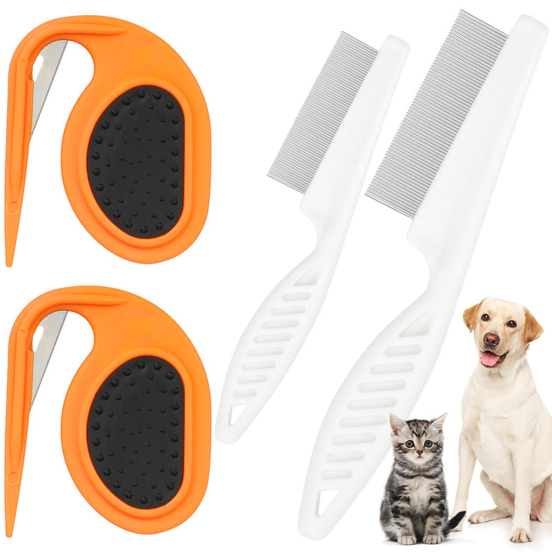 2Pcs Pet Knotting Comb for Cats - Knotting Comb Pet Grooming Tool for Dogs Cat Knot Remover Tangled and Loose Hair with 2 Pcs Pet Hair Comb Tear Stain Removal - BeesActive Australia