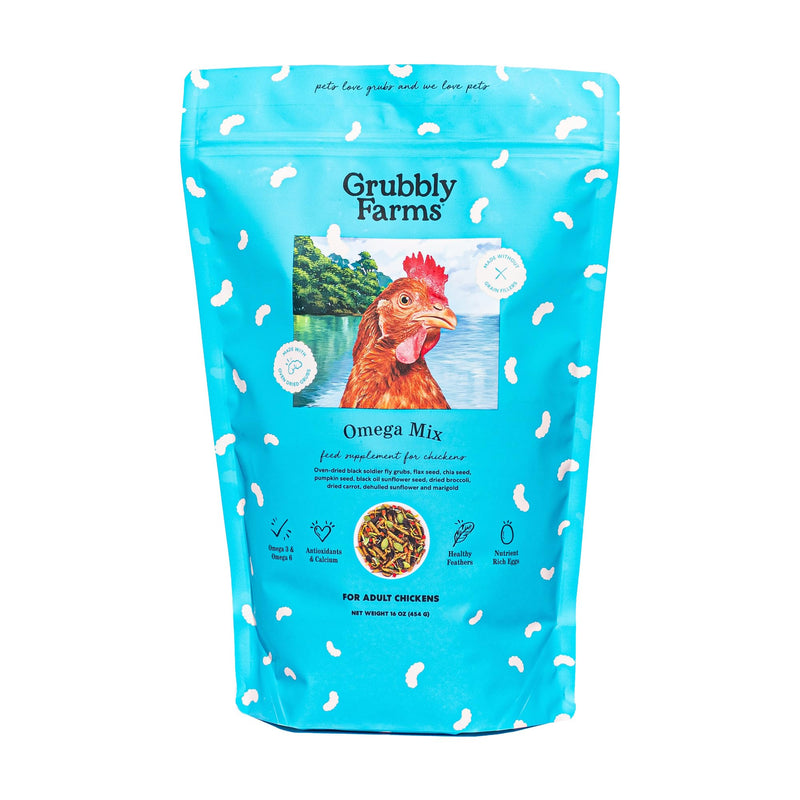 Grubbly Farms Omega Mix - Omega Enriching Feed Supplement for Chickens (1LB) Omega Mix - 1 LB - BeesActive Australia