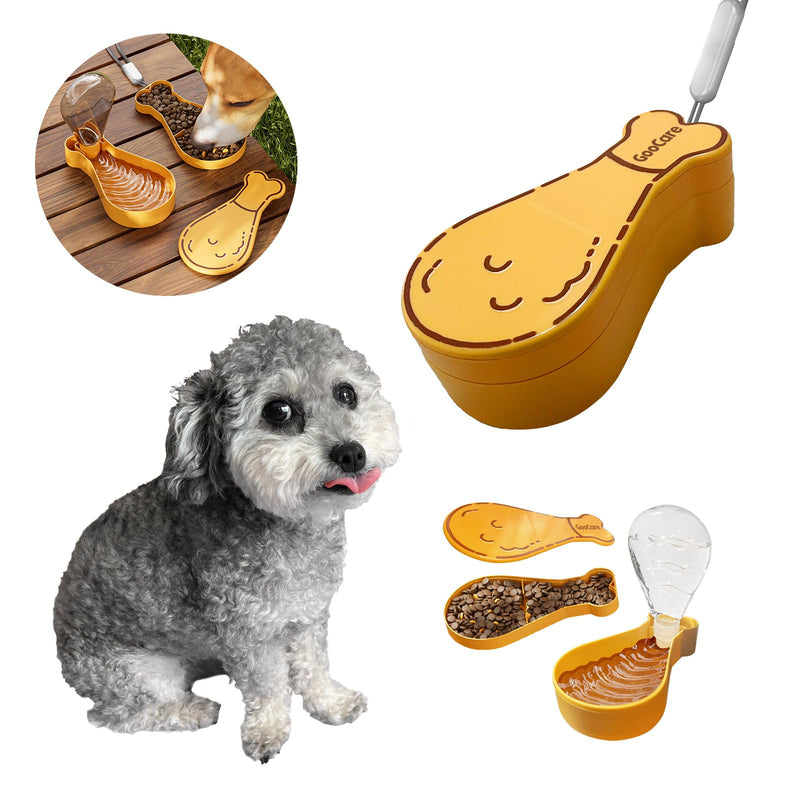 Puppy Traval Bowl, Food and Water Dispenser, 180ml Water Bottle, 90g Food Container, Slow Feed Design, Portable for Outdoor, Hiking and Camping, Puppy Essentials. (Brown) Brown - BeesActive Australia